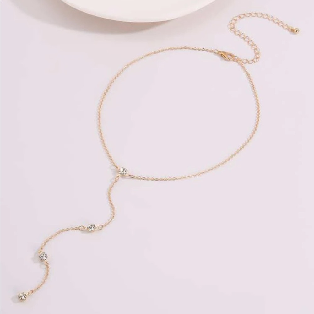 🎉 New Gold Chain Rhinestone Drop Adjustable Necklace - Picture 2 of 5